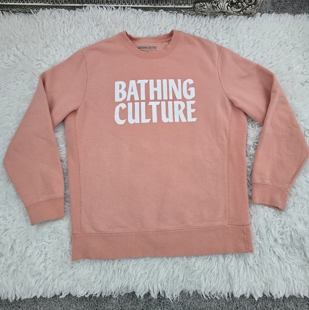 BATHING CULTURE Organic American Grown Supina Cotton Peach Crewneck Sweatshirt.